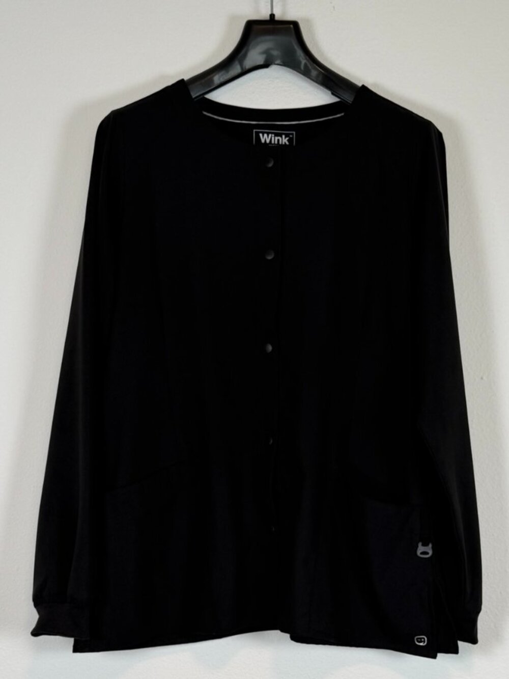 Wink W123 Snap Front Warm Up Scrub Jacket Black Size Medium - Picture 2 of 12